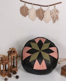 Resim Ottoman Pouffe Art Deco El Yapımı Hakiki Deri Orijinal Bohem Ottoman Puf Minder 60cm (DOLGULU) 