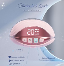 Resim Taşınabilir Elektrikli Göğüs Pompası 3 Mod, 8 Seviye, LED Ekran ve Sessiz Çalışma 