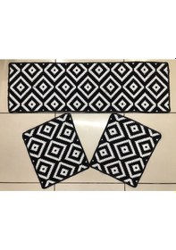 Resim Oto Koltuk Kilim Seti Siyah-Beyaz - Ön Ve Arka Koltuk Üstü 3 Pa 