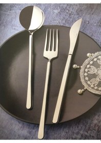 Resim Yetkin Milano Sade 24 Parça 12 Kişilik Yemek Set Krom 
