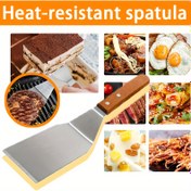Resim 1 adet Isıya Dayanıklı Paslanmaz Çelik Spatula, Krep, Hamburger, Pizza, Biftek, Açık Hava Güvenli Mutfak Pişirme Gereçleri, Pil Gerekmez, Tatil Temalı 