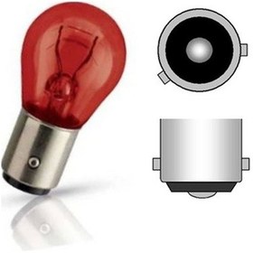 Resim 12V Pr21W 93 Tek Duy Yakın Tırnak Ampul Bau15S Kırmızı 