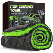 Resim 1400GSM Tam Boyut SUV Kamyon Kurutma Havlusu - 121.92cm X 60.96cm Çift Taraflı Mikrofiber, Kıvrılmış İplik Teknolojisi, Yüksek Emici ve Çizilmeye Karşı, Makinede Yıkanabilir, Araba Temizliği ve Kurutma için, Otomotiv Kurutma Havlusu, Araç Yıkama Aksesuarları, Çift Taraflı Tasarım, Yüksek Emici Kumaş. 