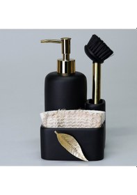 Resim Leaf Fırçalı Sıvılı Süngerlik Siyah Altın 