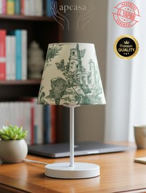 Resim APCASADECOR Vintage Mini Toile de Jouy Fransız Desen Beyaz Metal Pilli Kablosuz Ayak 