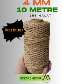 Resim GÖKDAĞ GROUP 4 MM 10 Metre Jüt Halat Dekoratif Hasır İp 