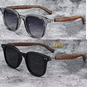 Resim 2 Adet Unisex Retro Kare Çerçeveli Gözlük - Erkekler ve Kadınlar için Hafif Moda Gözlükleri, Siyah / Kahverengi / Gri / Mavi Seçenekleri, Şık Günlük Gözlükler, Şık Gözlükler, Klasik Gözlükler, Dayanıklı Gözlükler 