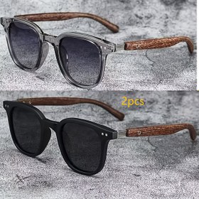Resim 2 Adet Unisex Retro Kare Çerçeveli Gözlük - Erkekler ve Kadınlar için Hafif Moda Gözlükleri, Siyah / Kahverengi / Gri / Mavi Seçenekleri, Şık Günlük Gözlükler, Şık Gözlükler, Klasik Gözlükler, Dayanıklı Gözlükler 