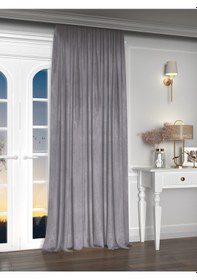 Resim Yakamoz Kadife Görünüm Gümüş Grisi Ada Fon Perde Ekstraforlu Velvet Touch Serisi Gümüş Grisi Gri 