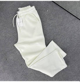 Resim Baggy 3 İplik Şardonlu Bol Kesim Düz Paça Eşofman Altı -beyaz Beyaz 