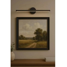 Resim Mediterian Şık Banyo Ayna Tablo, Günışığı ve Led Aydınlatma, Siyah, Alüminyum, Duy G9, 50cm 