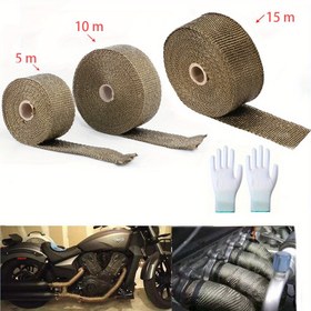 Resim Fiberglas Motosiklet Egzoz Sarma Bandı - Termal Koruma & Yangın Yalıtımı için Isı Kalkanı Bantı 