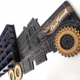 Resim Woodbu Ahşap Eskitme Siyah 40 Araçlık Hobi Araba Rafı 