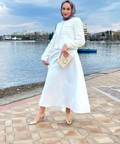 Resim Beyaz SCUBA Kloş Etek - 40 