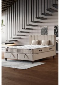 Resim Manolya Çift Kişilik Sandıklı Baza Antibakteriyel Ortopedik Paket Yaylı Yatak 3 Lü Set 160 x 200 