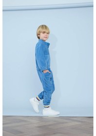 Resim Defacto Erkek Bebek 2li Takım Polar Yarım Fermuarlı Sweatshirt Eşofman Altı G4394a525wnbe215 Mavi-be215 