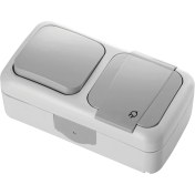 Resim Ikili Kombine Anahtar Topraklı Priz Gri 