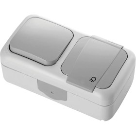 Resim Ikili Kombine Anahtar Topraklı Priz Gri 