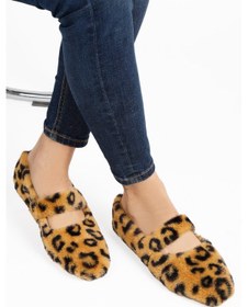 Resim Leopar Ultra Yumuşak Peluş Kadın Ev Babeti Hafif Taban Panduf Leopar 