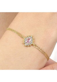 Resim Mia Vento Pink Taşlı Bohem Güzellik Gold Renk Vintage Gümüş Bileklik 