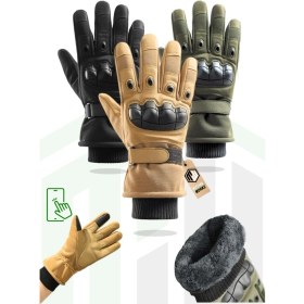 Resim Motiva Soğuk Hava Taktik Eldiven Içi Tüylü Bilek Lastikli Korumalı Askeri Airsoft 