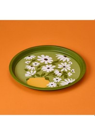 Resim Sarkapp Çiçekli Tepsi - Yeşil - 35 Cm Çok Renkli 