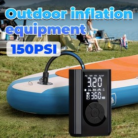 Resim Kablosuz Elektrikli Hava Pompası, 150PSI Dijital Basınç Göstergeli ve LED Işıklı, Çift Güçlü Şişirici, 2x2000mAh Pil, Kompakt ABS Tasarım, Güvenli & Sağlam, Kano, Can Kayığı, Lastik vb. İçin Uygun, Acil Durum Hava Pompası | Modern Tasarım - Siyah 