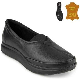 Resim Muya Pothvat 6 Nokta Anatomik %100 Deri Kadın Ayakkabı Siyah Siyah 