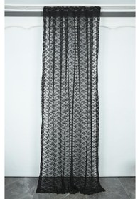 Resim ÇİÇEK MODEL SİYAH RENK TEK KANAT Pileli Fon Perde 75*260 cm 