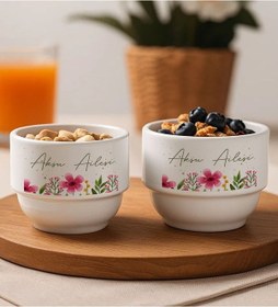 Resim Bk Gift Kişiye Özel İsimli Çiçek Tasraımlı 2li Çerezlik Kase-6, Yeni Ev Hediyesi Önerileri, Misafir Sunum Ürünü, Çay Yanı Kase Kobitmeyencom34773 Bk G 