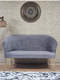 Resim Zafir İkili Teddy Gold Kaplama Telli Ayak Çay Seti Koltuk İkili Berjer , Balkon, Salon, Ofis Gri 