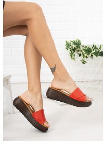Resim Linda Kadın Kalın Bantlı Hafif Tabanlı Dolgu Topuk Casual Kalın Tabanlı Terlik 001 