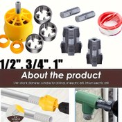Resim 11 adet Su Borusu Konu İşleme Aracı Seti, Dış ve İç Konular İçerir, Elektrikli Matkaplar İçin Uygun, PVC Su Boruları İçin Özel Tasarlanmış, 1/2", 3/4" ve 1" Boyutlu Su Borusu Konu İşleme Alüminyum Desteği Verir. 