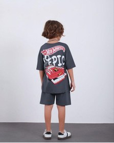 Resim Cg Kids Hot Wheells Erkek Çocuk Tshirt&şort Alt Üst Takım Sırt Baskı Detaylı Gri 