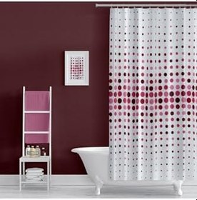 Resim Banyo Perdesi Pembe 2x110x200, Perde Borusu Askı Aparatı Köşe Boru Beyaz Hediyeli, Duş Perdesi Seti 