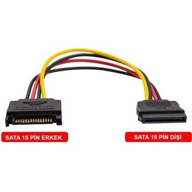 Resim Sata 15 Pin Dişi Erkek Uzatma Kablosu Sata Hdd Güç Kablosu 30 Cm 