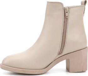 Resim Gönderi R Kadın Bej Fermuarlı Kalın Topuklu Hakiki Deri Bot Gkzb13453427 Bej 