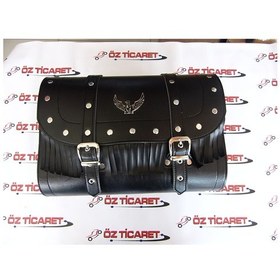 Resim Motorsiklet Arka Port Bagaj Deri Çanta 