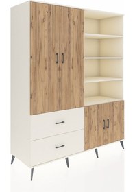 Resim Kronos Gardrop 7 Raflı 2 Çekmeceli Tek Askılı 176x59x221 Aytaşı-çam/aytaşı Çam/aytaşı 