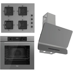 Resim Ferre FLOWART-SILENTART Serisi Gri Set (SS208 + QBL63CPR +D082-SA ) - Emaye Izgara 