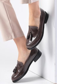 Resim Mio Gusto Iris Kahverengi Rugan Kadın Oxford Günlük Düz Ayakkabı 