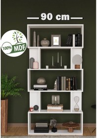 Resim Venfa %100 Mdf Beyaz 6 Raflı Kitaplık 