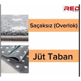 Resim Kalp - Yıldız - Bulut Desen Kolay Bakım Çocuk Halısı Pembe 