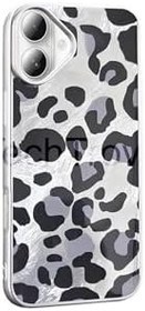 Resim Apple İphone 16 Plus Kılıf İpeksi Desenli Tasarımlı Kamera Koruma Çıkıntılı A+ Kalite Kapak Gri Leopar 