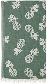 Resim Yeşil Ananas Jakarlı Doubleface Pamuk Peştemal 