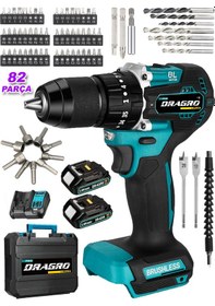 Resim Dragro Alman DRG-799 Pro 799 VF 30 AH Darbeli Çelik Mandren Kömürsüz Motor Çift Akülü Şarjlı Vidalama Makinesi 