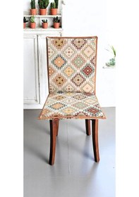 Resim Kilim Desenli Arkalıklı Fermuarlı Sandalye Minderi Çok Renkli 