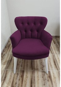 Resim Azra Mobilya Berjer - Tekli Koltuk - Ahşap Ayak - Nubuk Kumaş - Beyaz Ayak - Mor Mor 