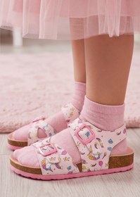 Resim Ponchiq Kız Çocuk Pembe Baskılı Yazlık Sandalet 26-35 
