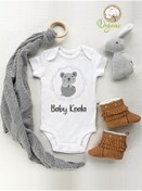 Resim Genel Markalar Unisex Baby Koala Desenli Organik Kısa Kol Çıtçıtlı Bebek Body 